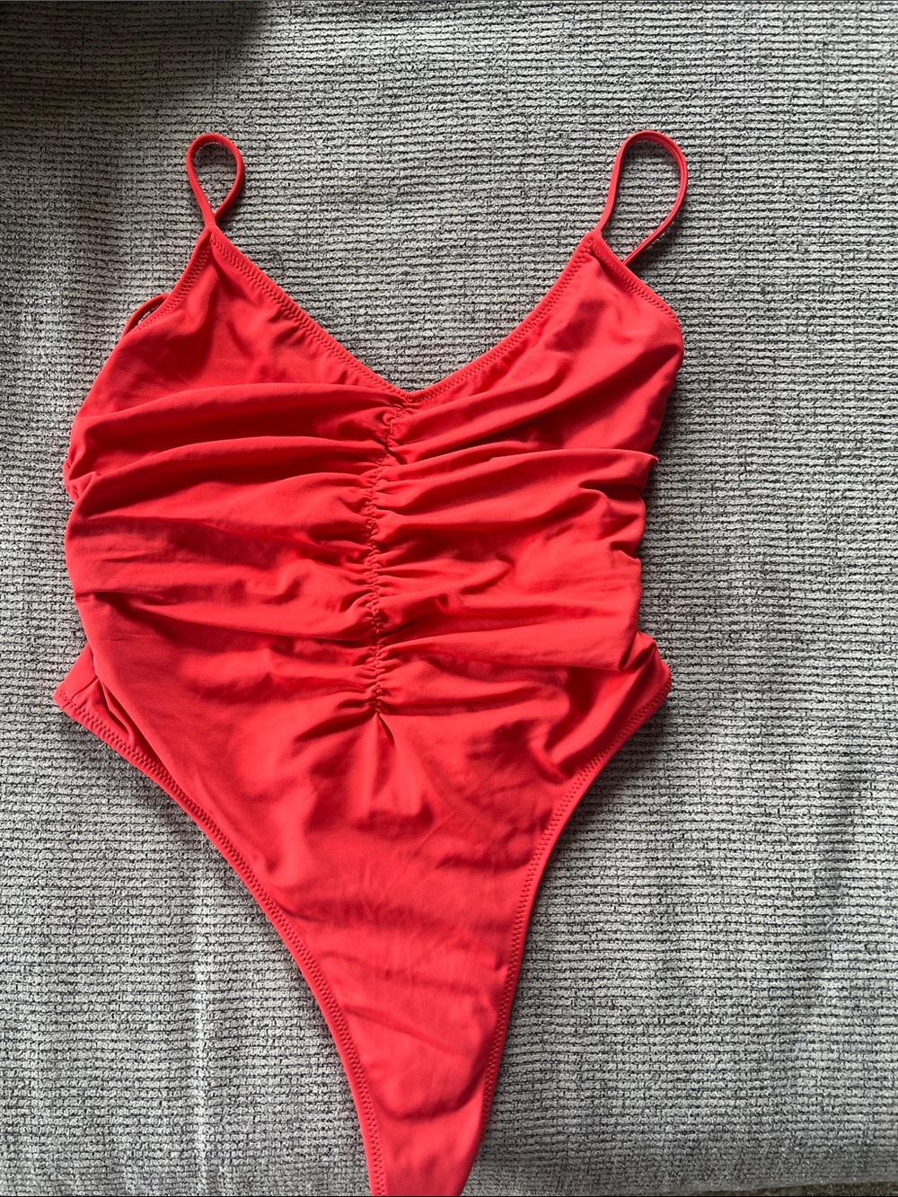 PacSun Red Ruched One-Piece Swimsuit with Thin Straps